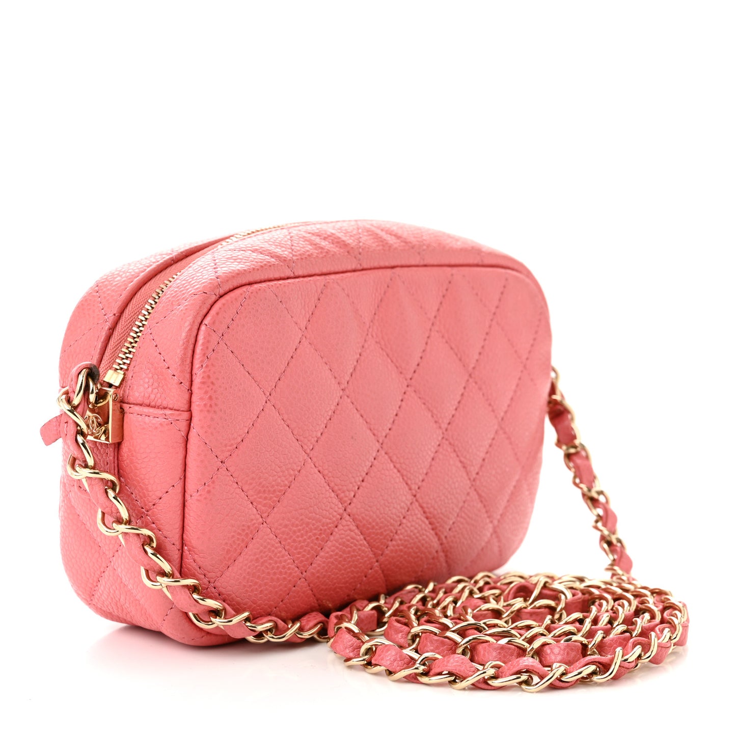 Iridescent Caviar Small Timeless Camera Case Coral