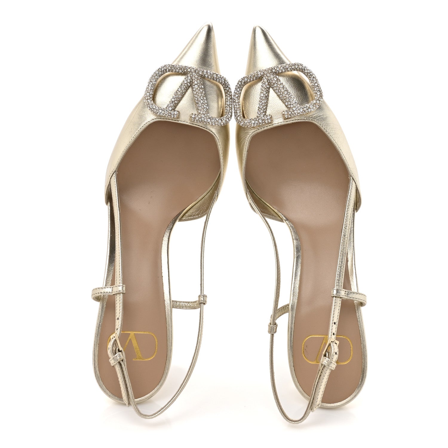 Valentino Garavani Metallic Nappa Crystal Vlogo Glow Slingback 80mm Pumps 41 Platino 2 of 10