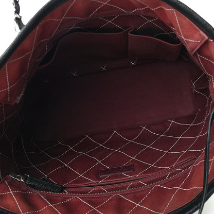 Chanel Grained Calfskin Quilted Small Daily Tote Dark White Black 5 of 8