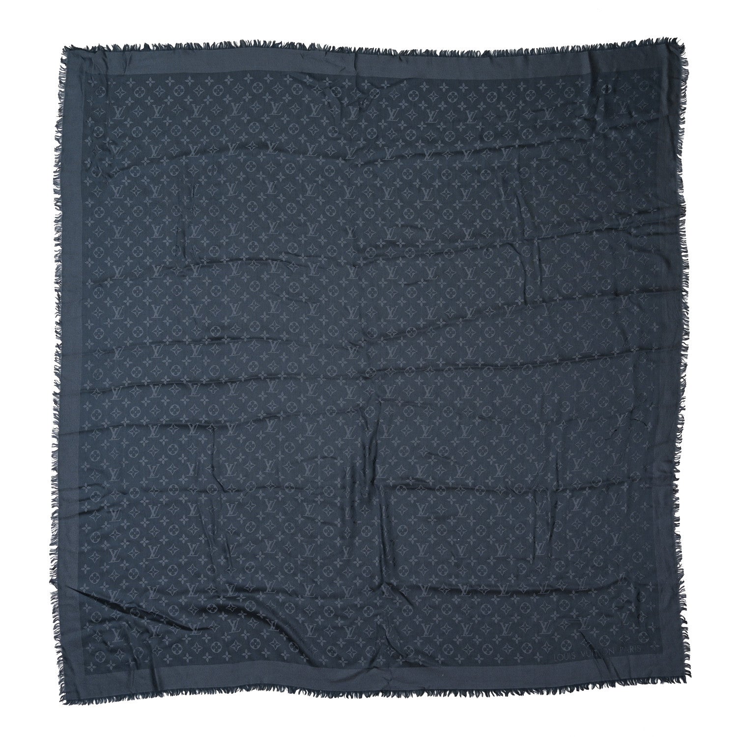 Louis Vuitton Silk Wool Monogram Denim Shawl Blue 1 of 3