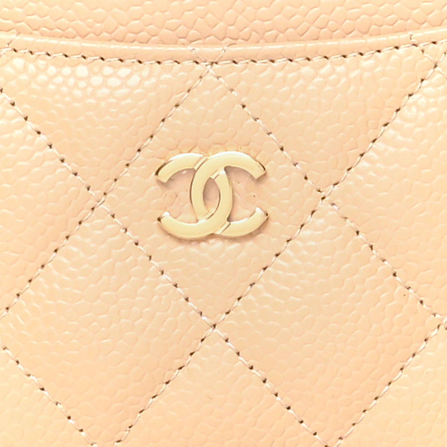 Caviar Quilted Card Holder Beige