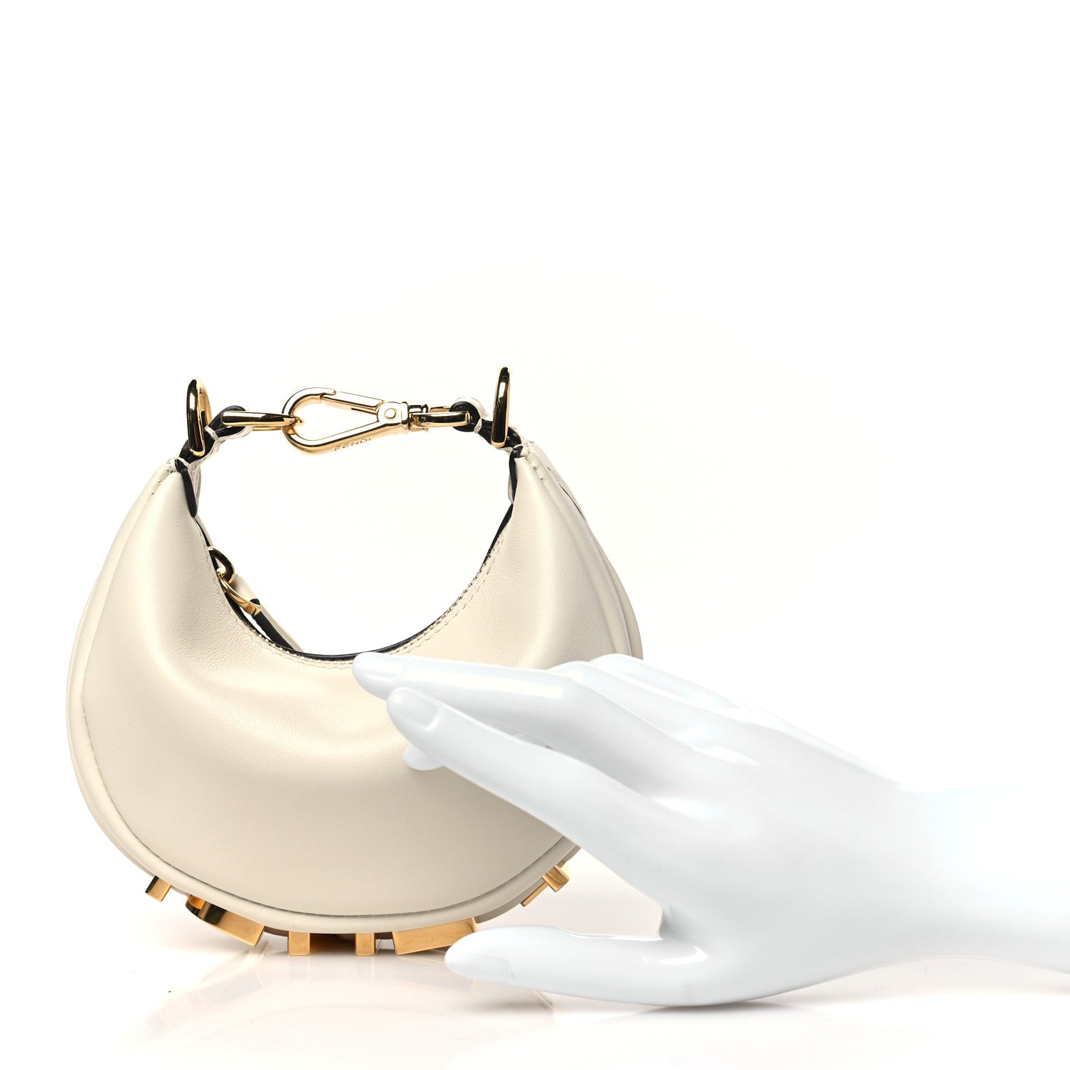 Fendi Vitello Grace Matte Nano Fendigraphy Hobo Charm White Ice 2 of 10