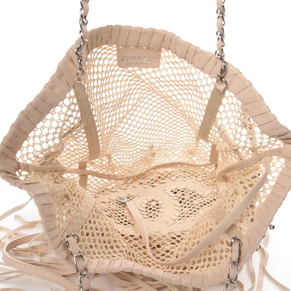 Chanel Calfskin Fringe Large La Madrague Tote Dark White 5 of 12