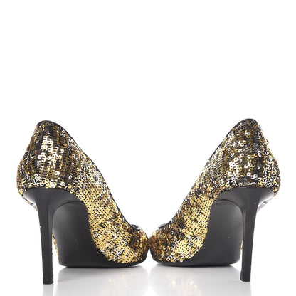 Saint Laurent Sequin Paris 80 Pumps 39 Gold Silver 6 of 16
