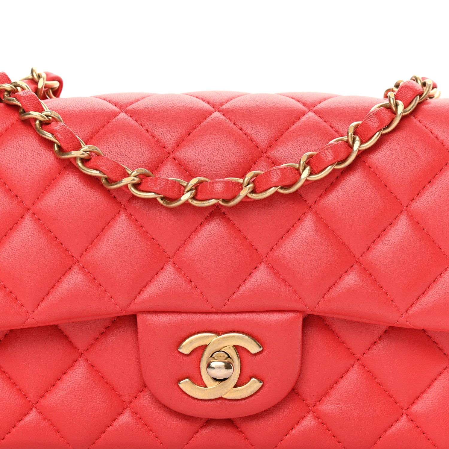 Chanel Lambskin Quilted Mini Rectangular Flap Red 7 of 13