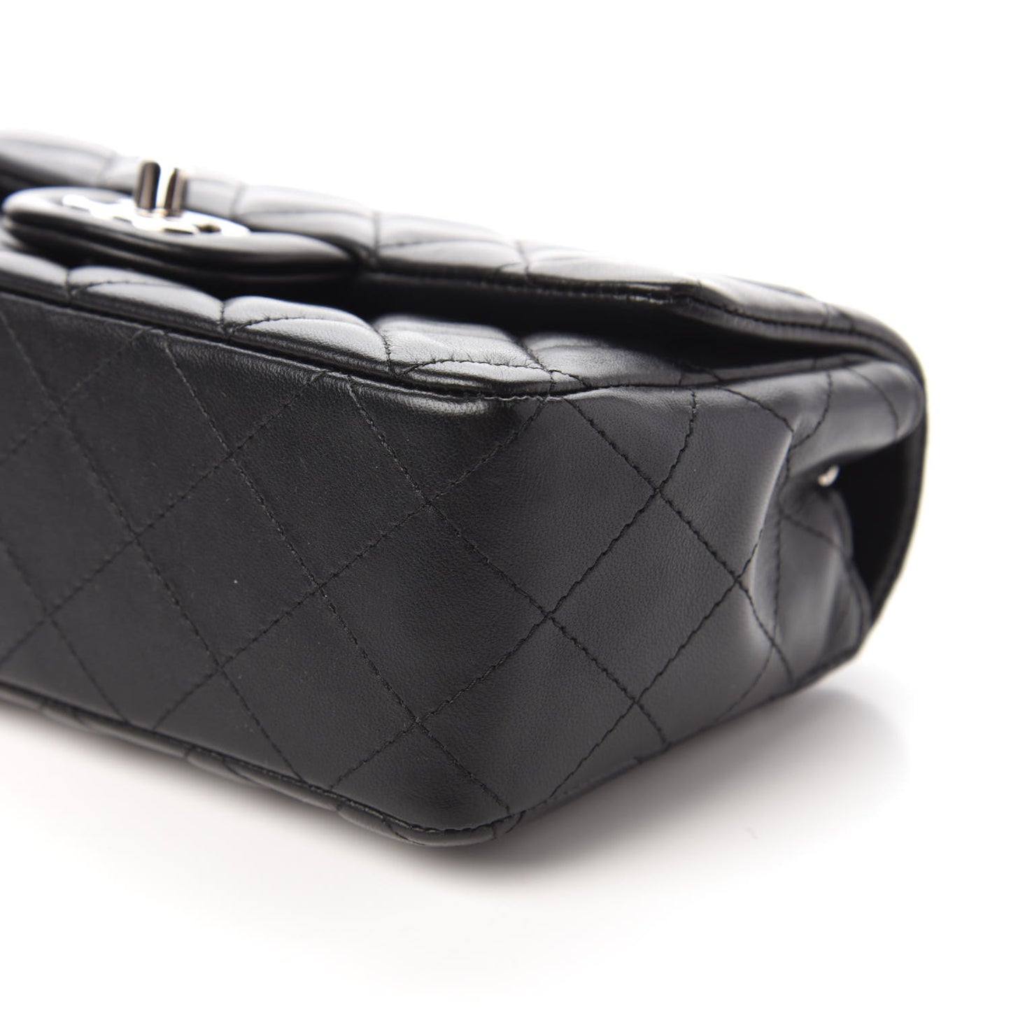 Lambskin Quilted Mini Rectangular Flap Black