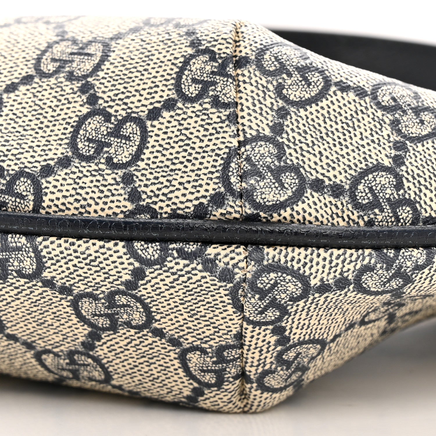 Gucci GG Supreme Monogram Textured Dollar Calfskin Web Small Ophidia Half Moon Hobo Beige Blue 10 of 11