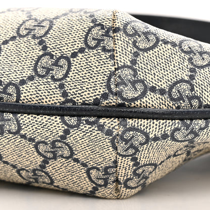 Gucci GG Supreme Monogram Textured Dollar Calfskin Web Small Ophidia Half Moon Hobo Beige Blue 10 of 11