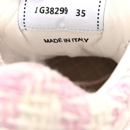 Chanel Tweed Suede Calfskin Womens CC Sneakers 35 Pink Ecru 9 of 9