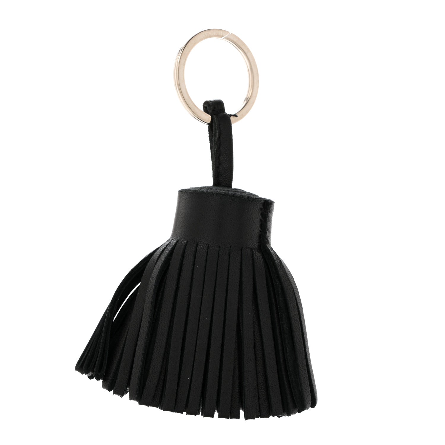 Hermes Lambskin Carmen Tassel Key Holder Black 1 of 4