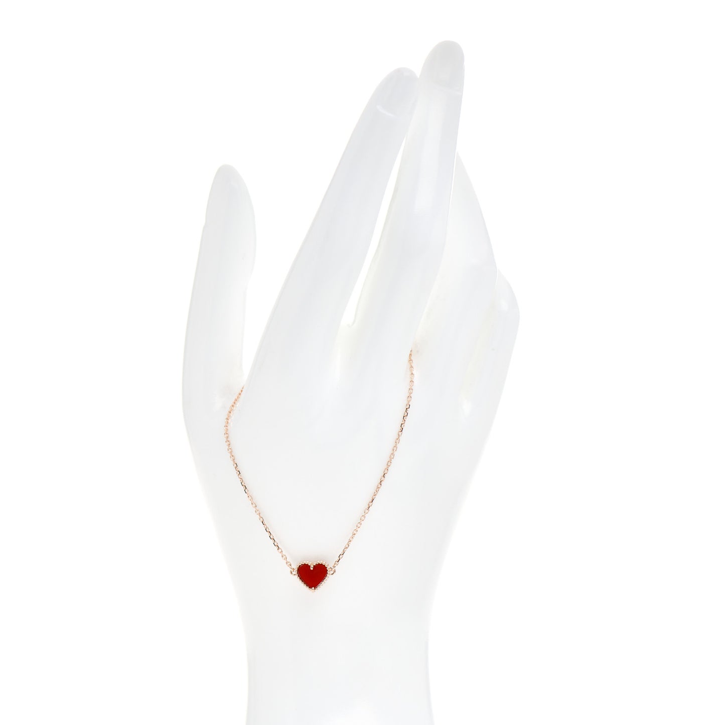 18K Rose Gold Carnelian Sweet Alhambra Heart Bracelet