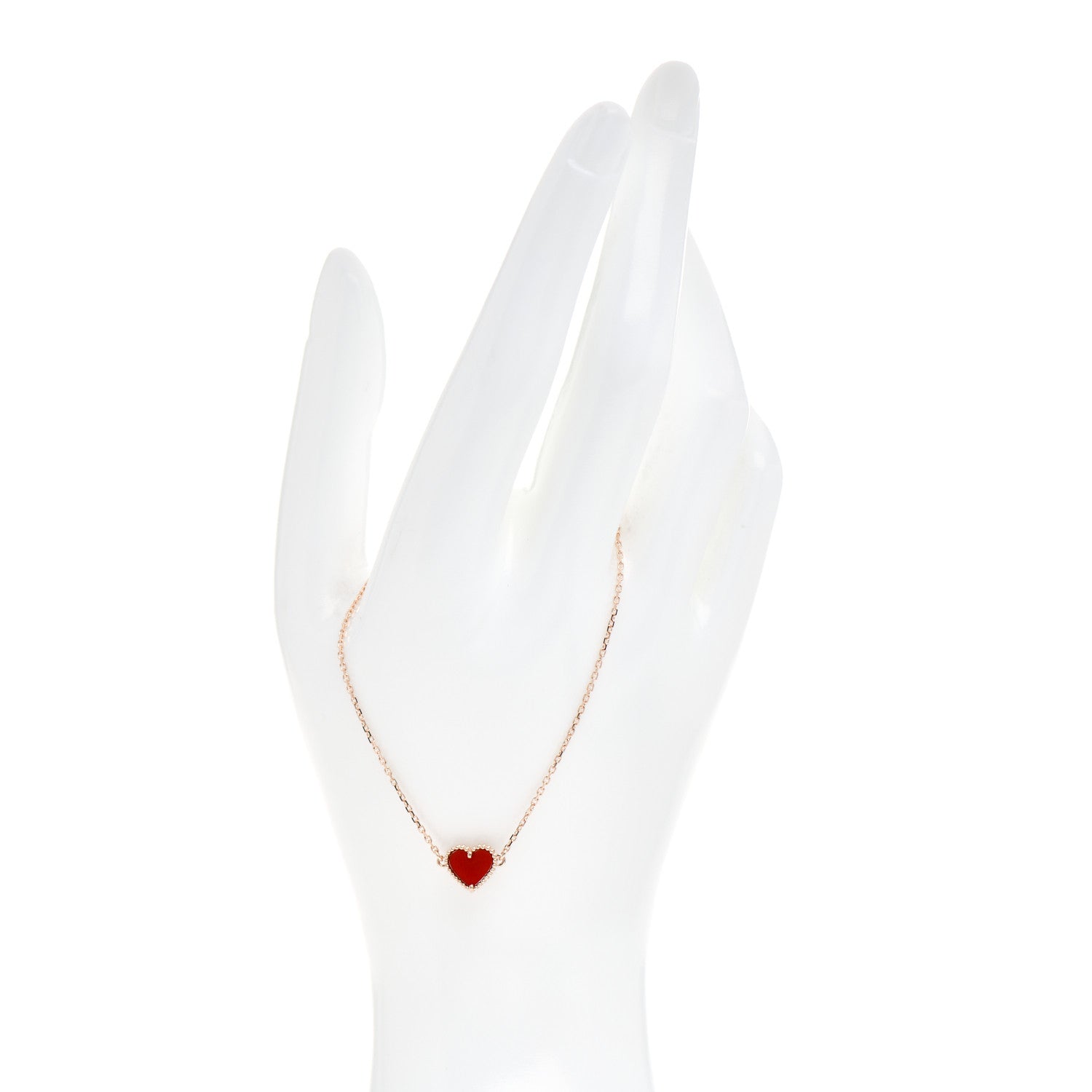 Van Cleef & Arpels 18K Rose Gold Carnelian Sweet Alhambra Heart Bracelet 2 of 5