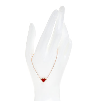 Van Cleef & Arpels 18K Rose Gold Carnelian Sweet Alhambra Heart Bracelet 2 of 5