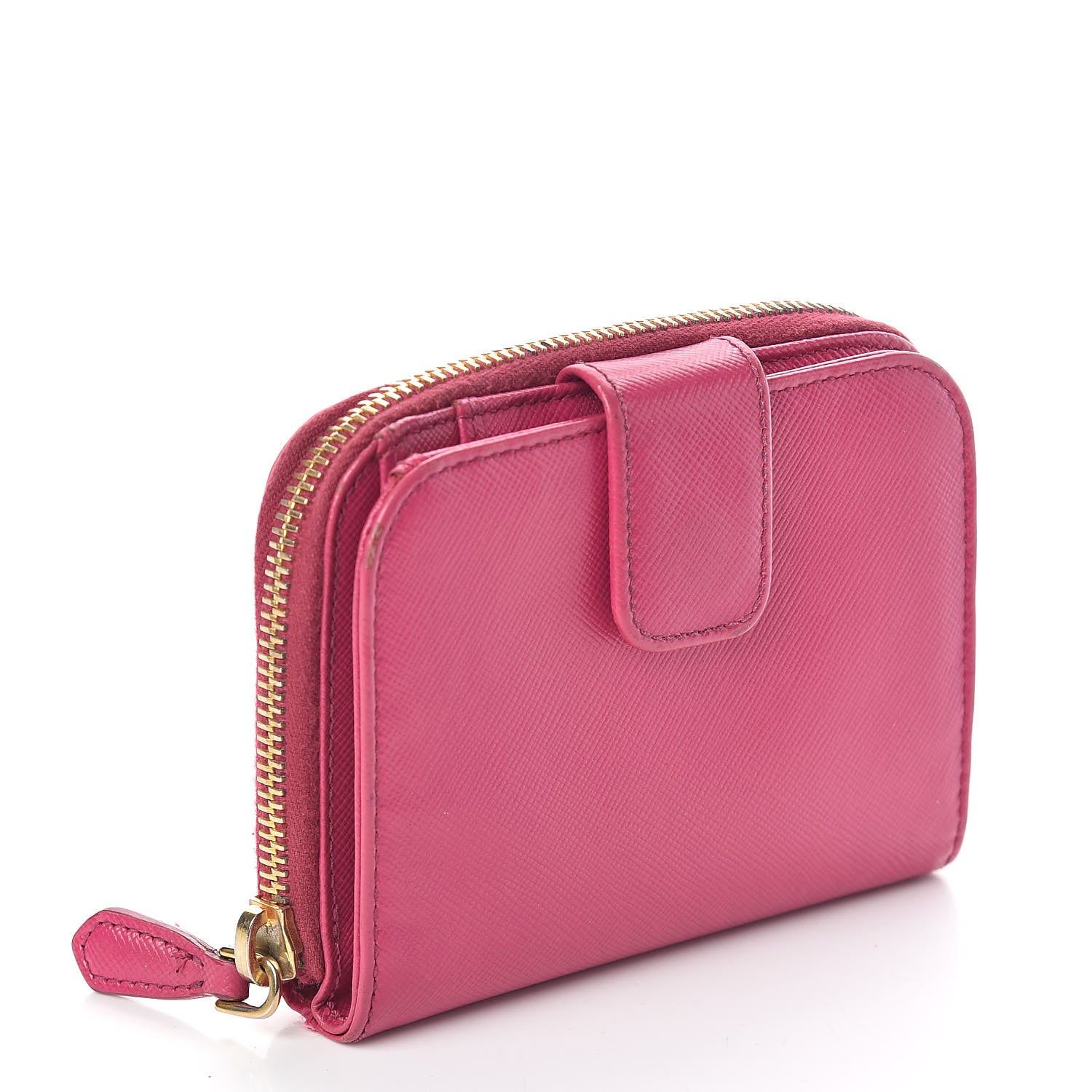 Prada Saffiano Metal Compact Zip Around Wallet Peonia 3 of 10