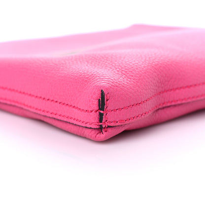 Gucci Pebbled Calfskin Medium Logo Portfolio Clutch Box Pink Green 7 of 9