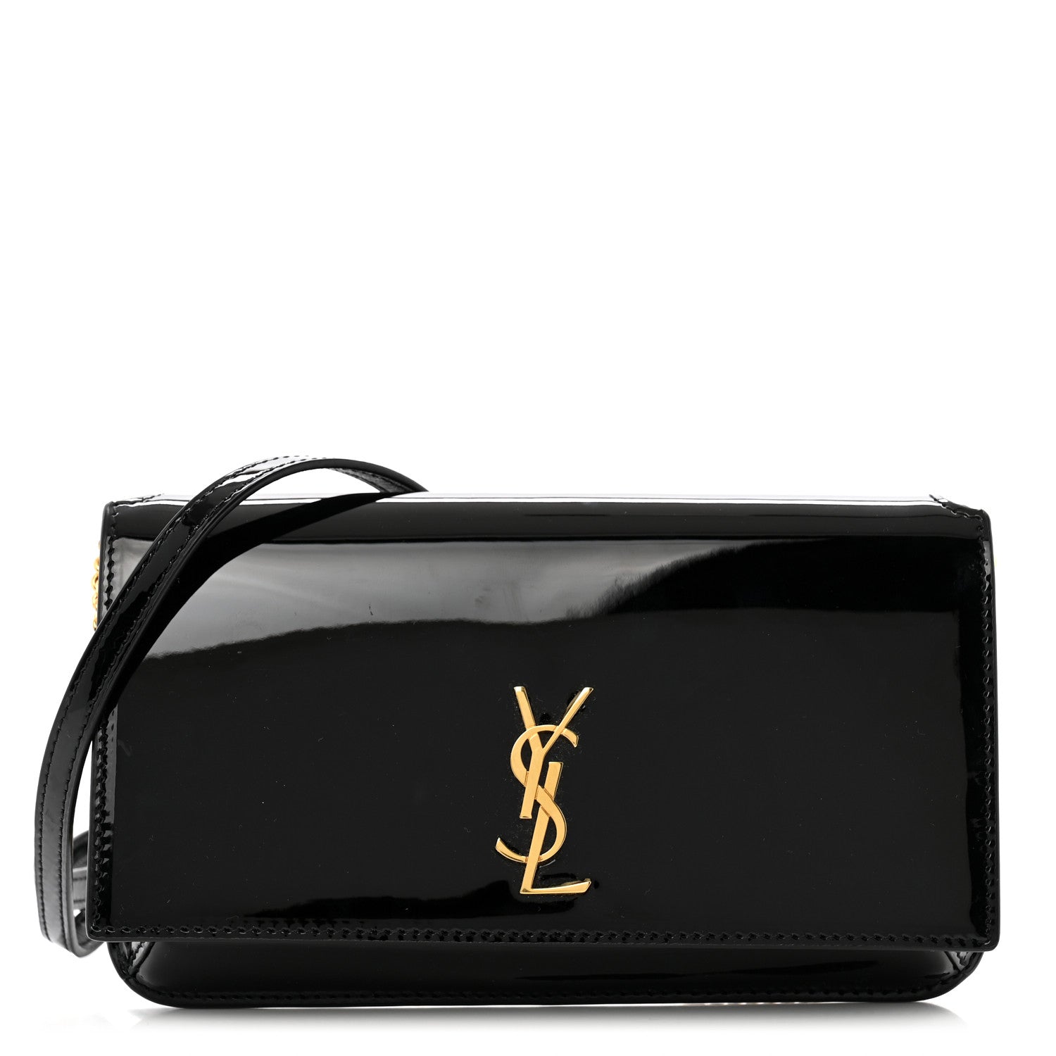 Saint Laurent Patent Monogram Phone Holder Crossbody Black 1 of 12
