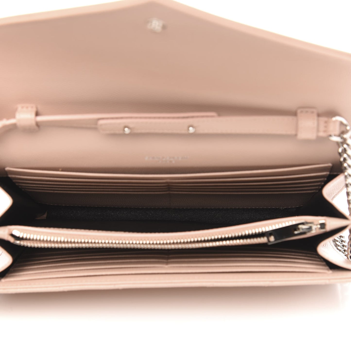 Grain De Poudre Matelasse Chevron Monogram Chain Wallet Pale Pink