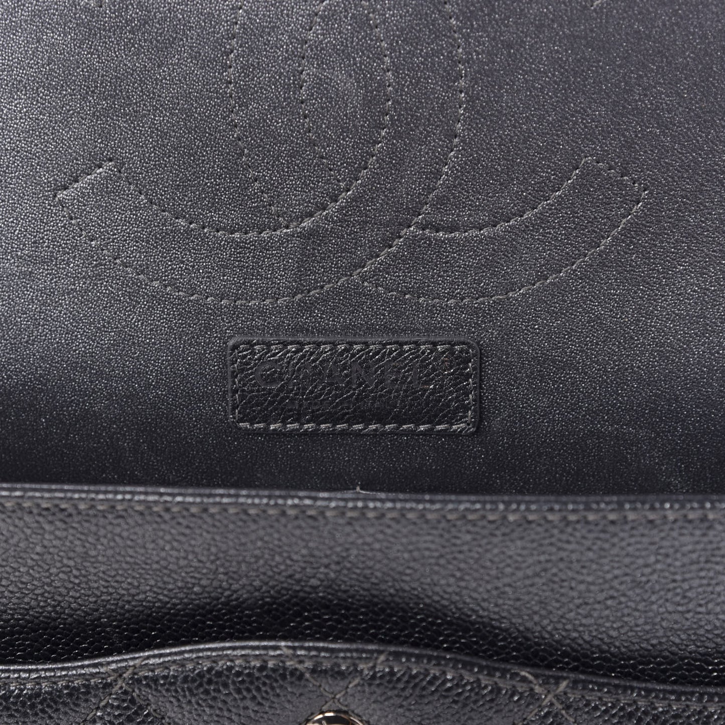 Metallic Caviar Quilted Jumbo Double Flap Dark Grey