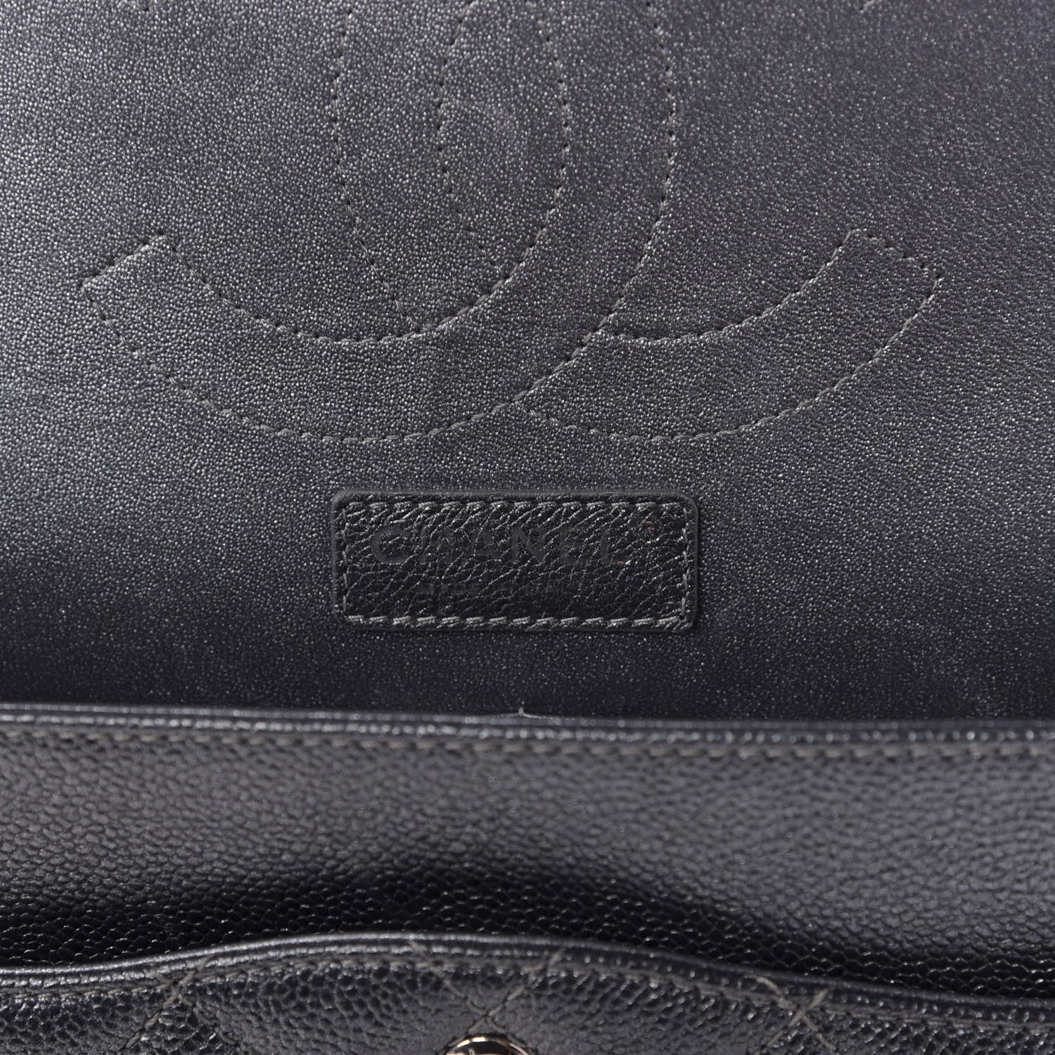 Chanel Metallic Caviar Quilted Jumbo Double Flap Dark Grey 8 of 11