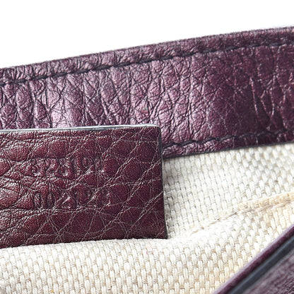 Gucci Metallic Pebbled Calfskin Small Soho Flap Crossbody Burgundy 7 of 14