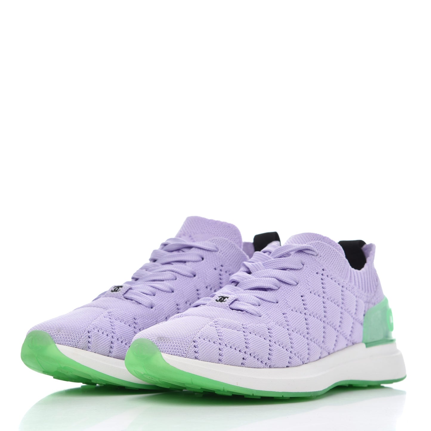 Knit Quilted Womens CC Sneakers 39.5 Light Purple