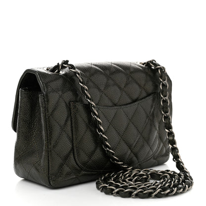 Chanel Metallic Caviar Quilted Mini Rectangular Flap Dark Grey 3 of 10