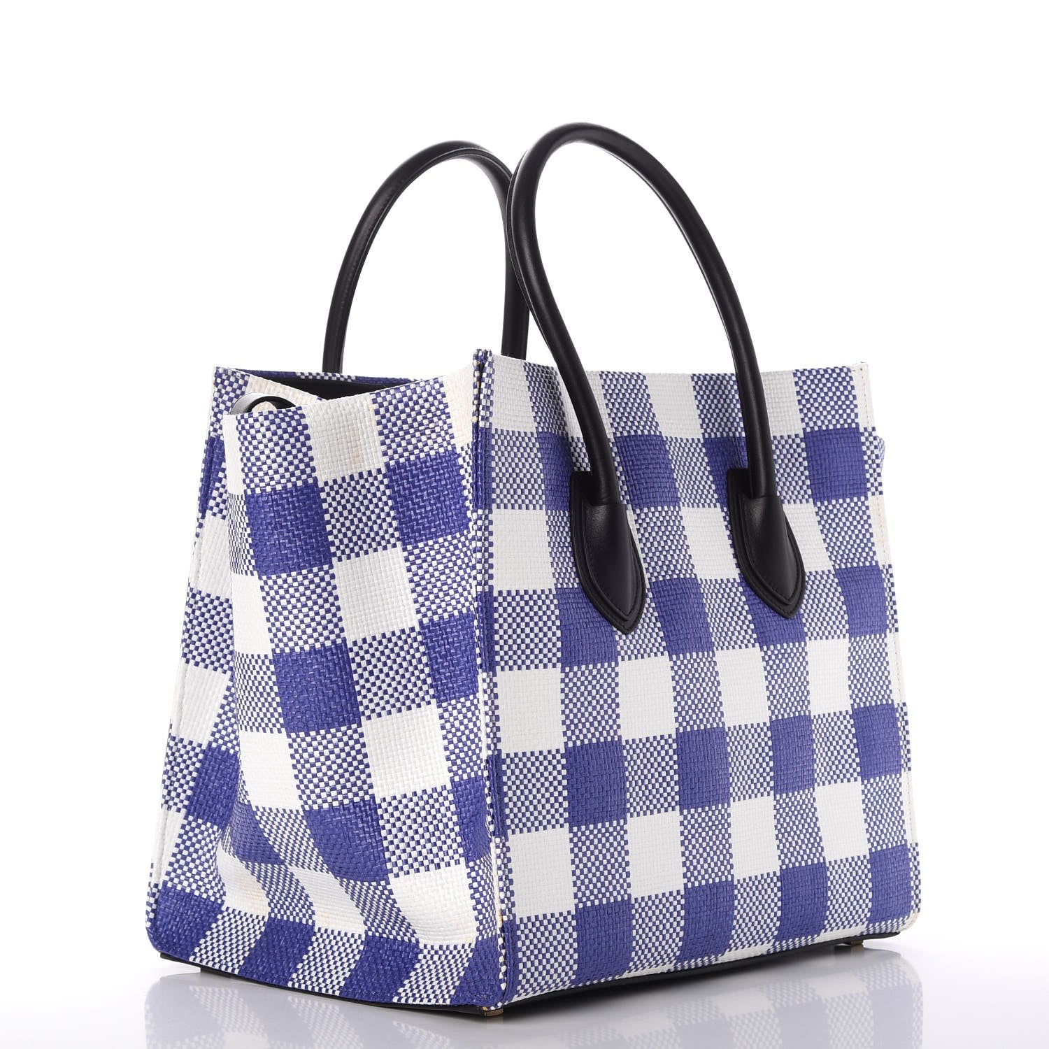 Celine Gingham Woven Medium Phantom Luggage Cobalt 3 of 10