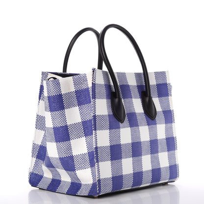 Celine Gingham Woven Medium Phantom Luggage Cobalt 3 of 10