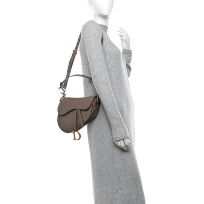 Christian Dior Grained Calfskin Saddle Bag With Strap Taupe 2 of 12