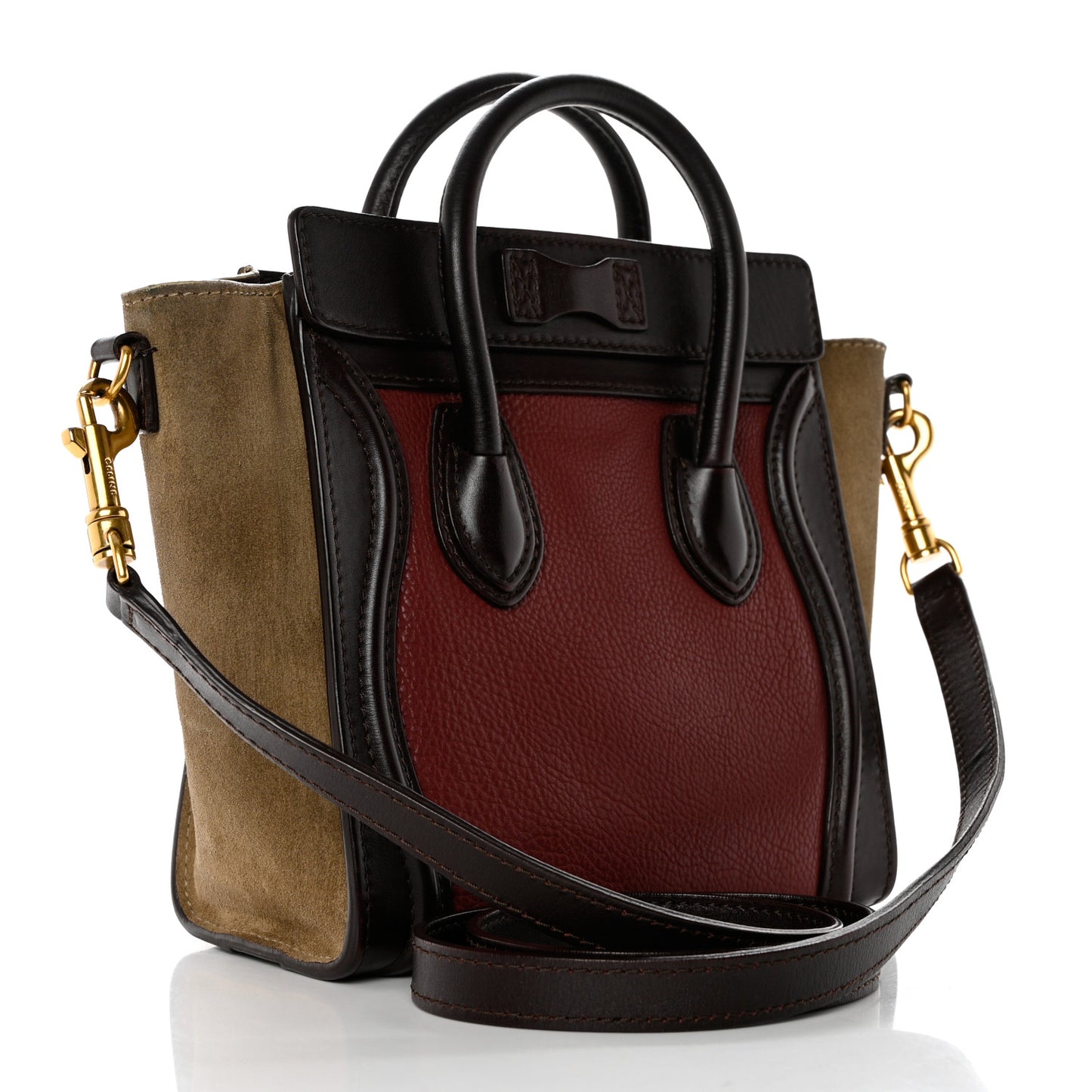 Calfskin Suede Nano Tri-Color Luggage Burgundy