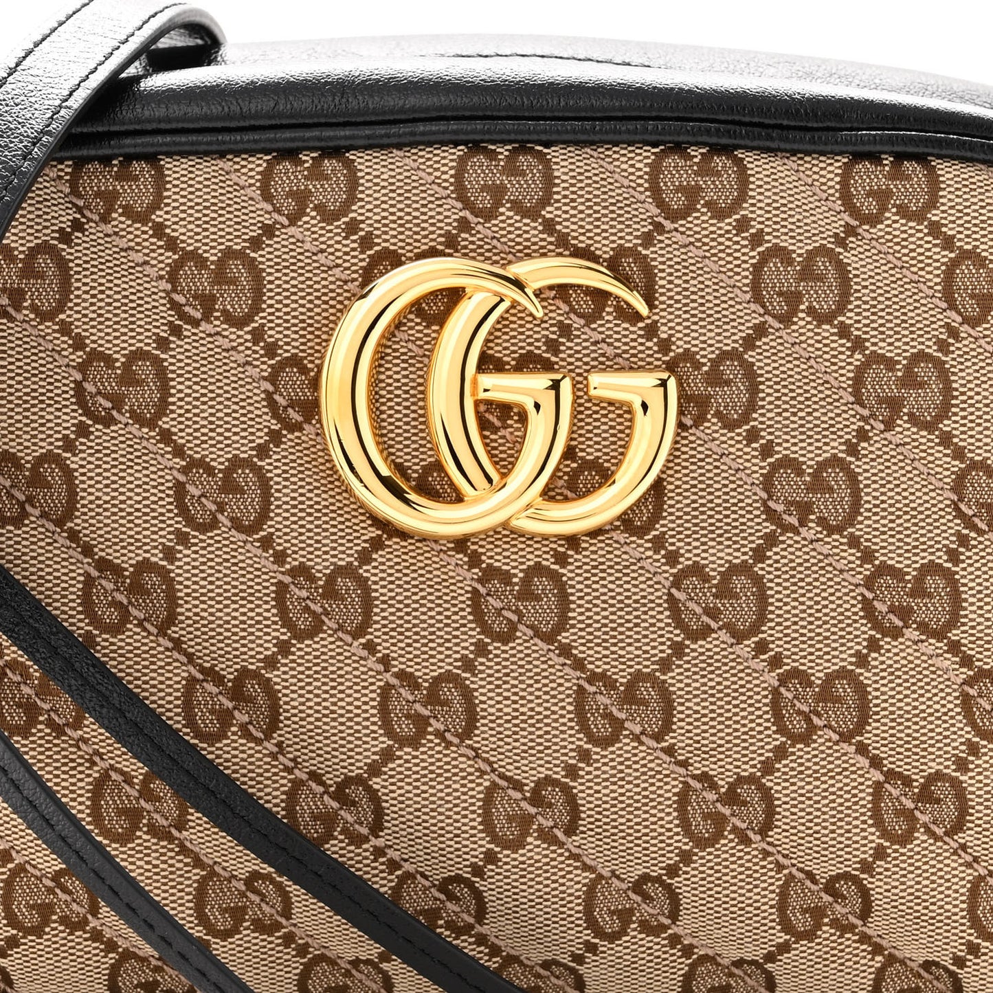 Monogram Matelasse Diagonal Small GG Marmont Chain Shoulder Bag Beige Black