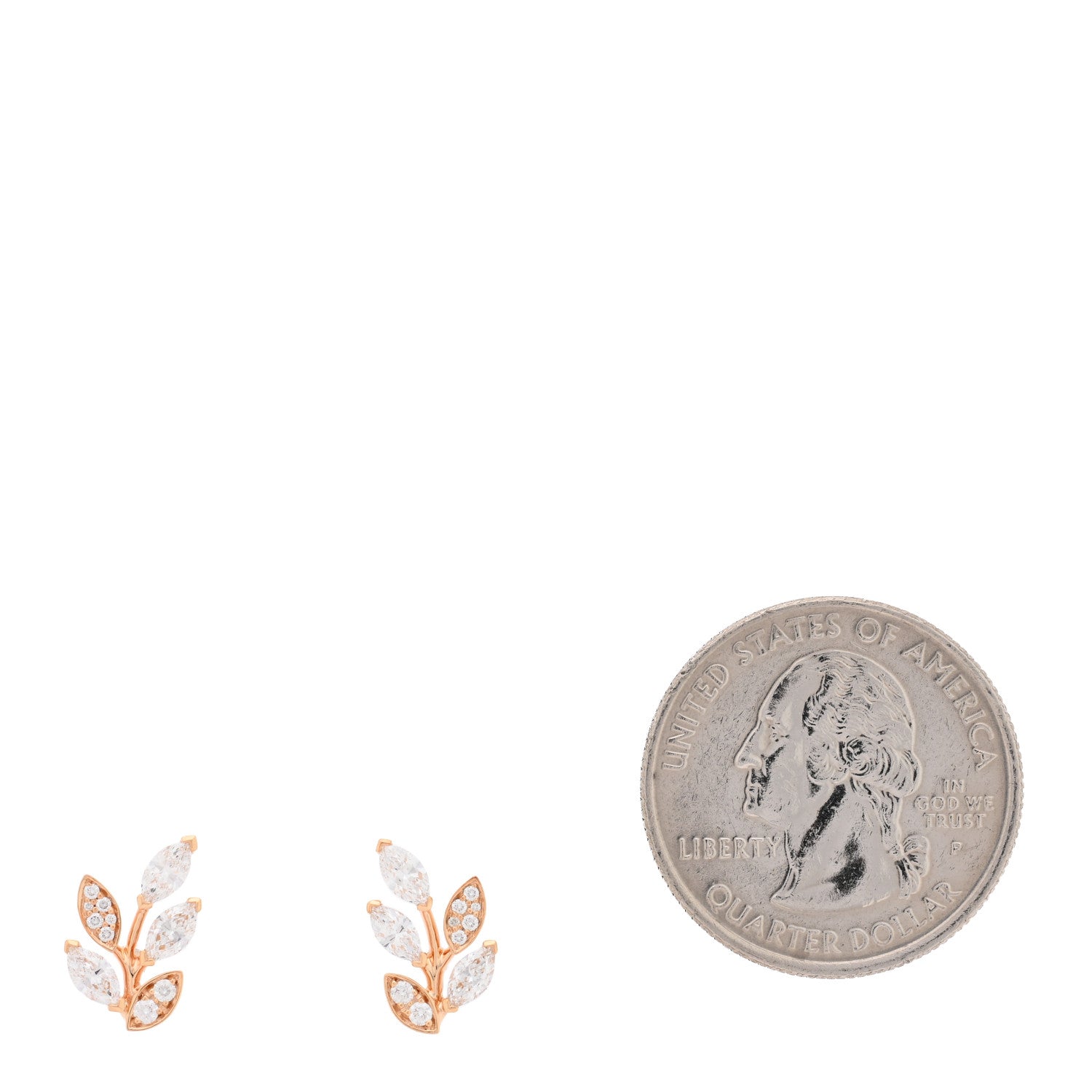 Tiffany 18K Rose Gold Diamond Small Victoria Vine Earrings 2 of 5