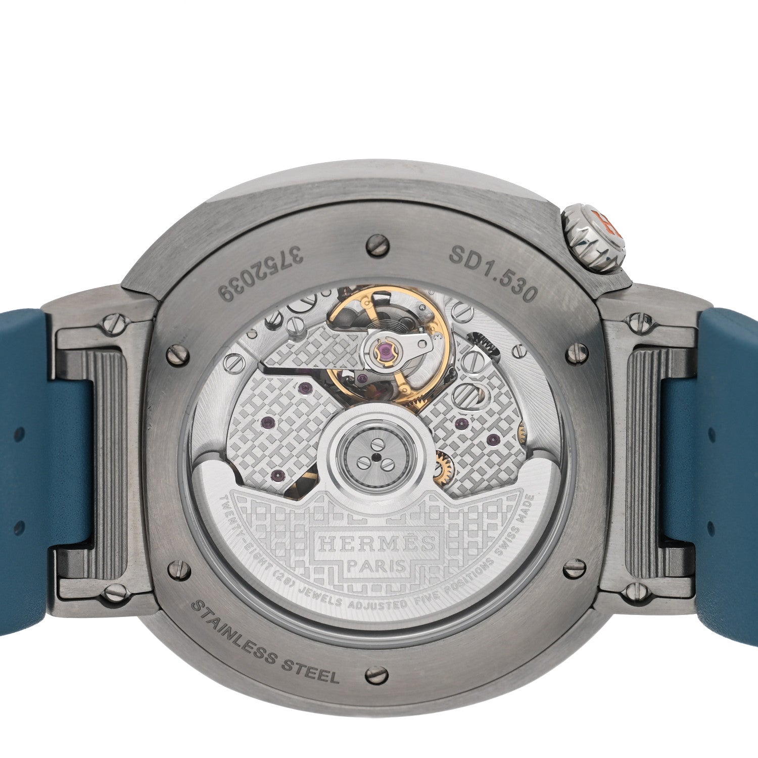 Hermes Stainless Steel Rubber Diamond Bezel 36mm Cut Automatic Watch Blue Jean 4 of 5