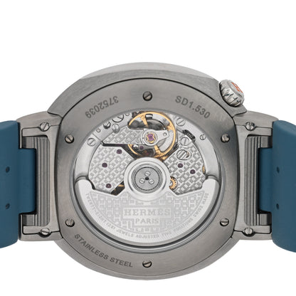 Hermes Stainless Steel Rubber Diamond Bezel 36mm Cut Automatic Watch Blue Jean 4 of 5