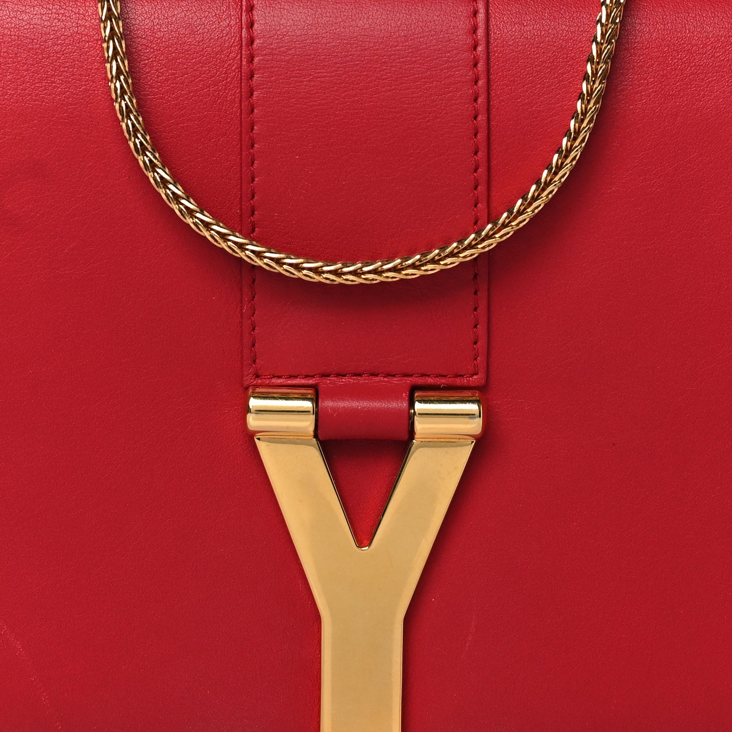 Calfskin Classic Y Ligne Chain Wallet Vermillion