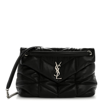 Saint Laurent Lambskin Quilted Medium Loulou Puffer Monogram Chain Satchel Black 1 of 13