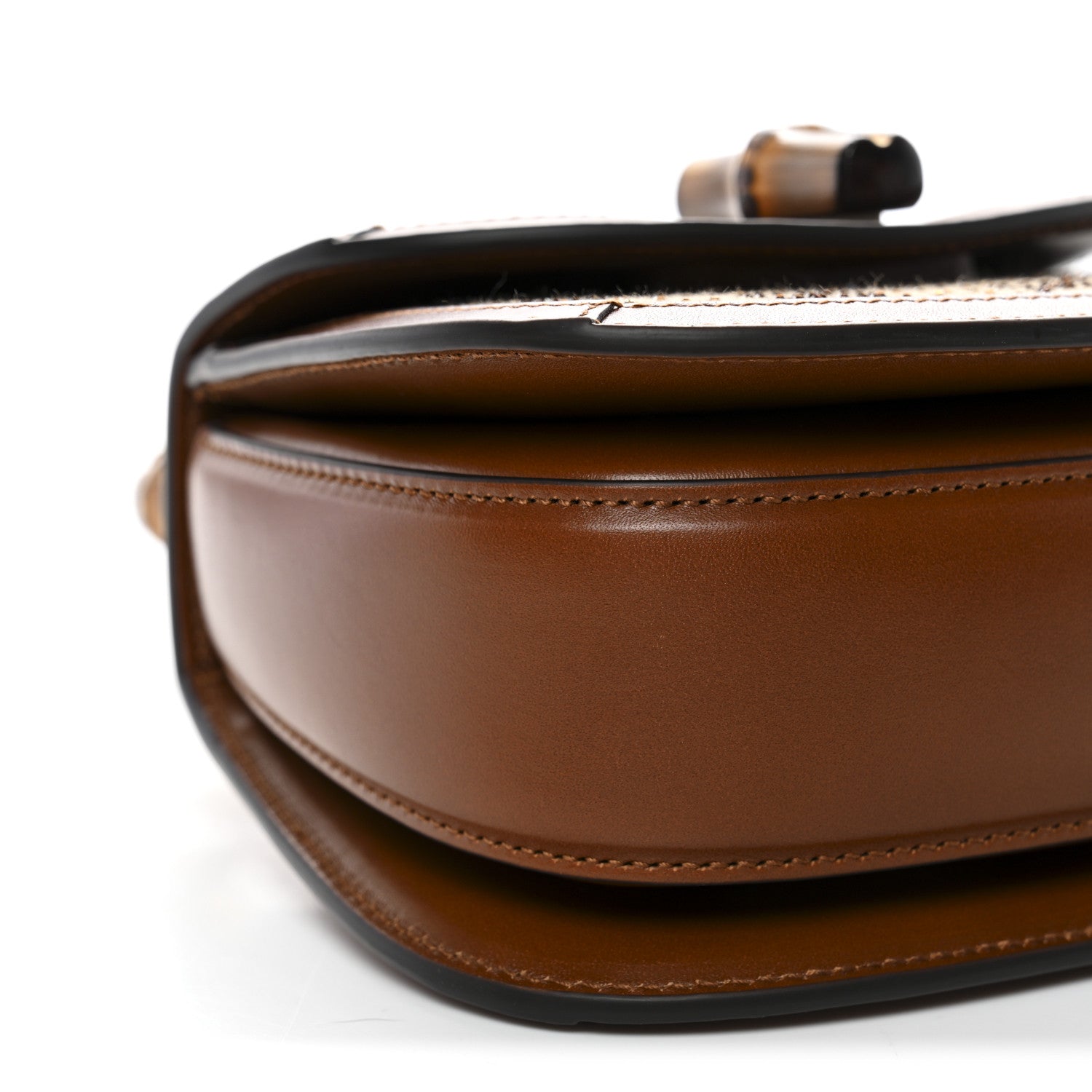 Gucci New Canvas Charisma Calfskin Crystal GG Monogram Small Bamboo 1947 Top Handle Bag Camel Ebony 9 of 10