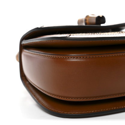 Gucci New Canvas Charisma Calfskin Crystal GG Monogram Small Bamboo 1947 Top Handle Bag Camel Ebony 9 of 10