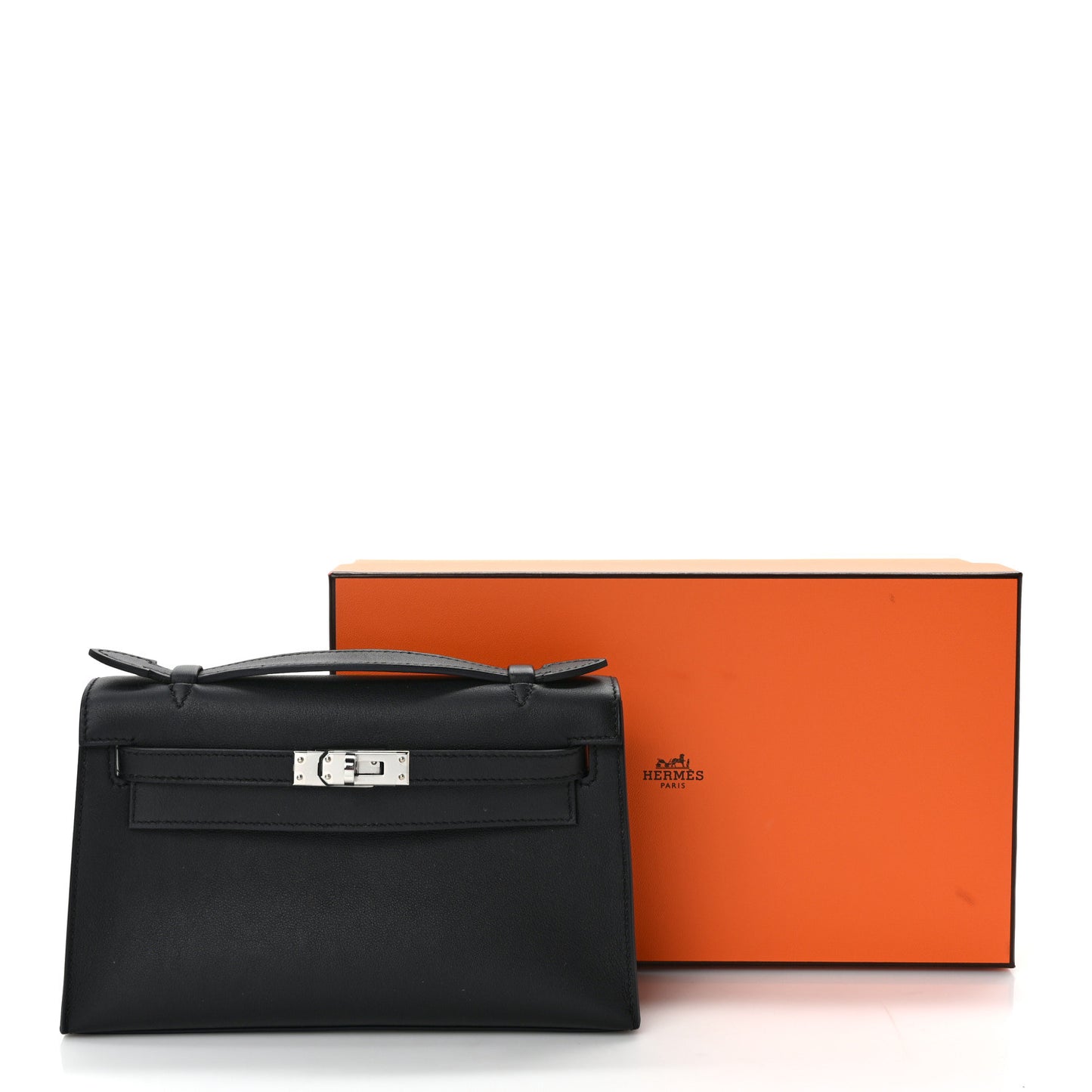 Swift Horseshoe Kelly Pochette Clutch Black Rose Pourpre