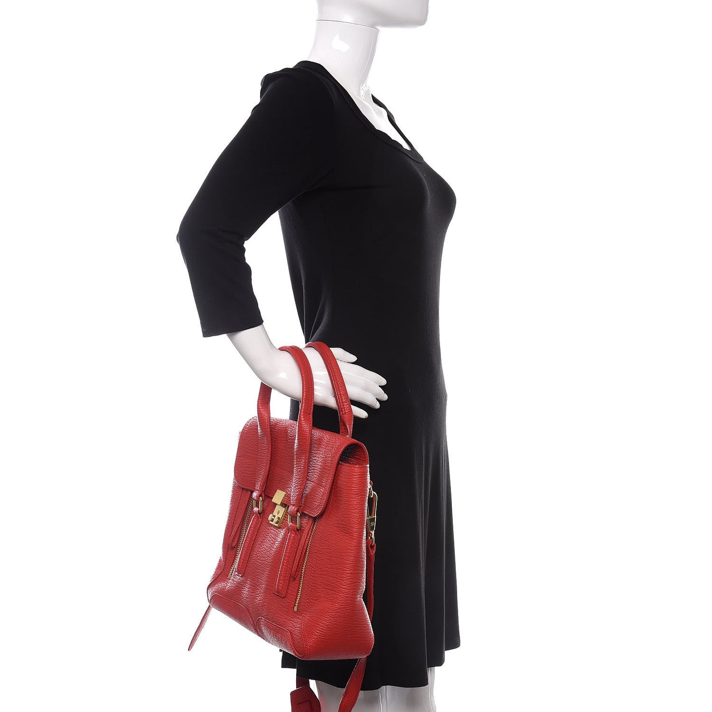 3.1 Textured Calfskin Medium Pashli Satchel Red