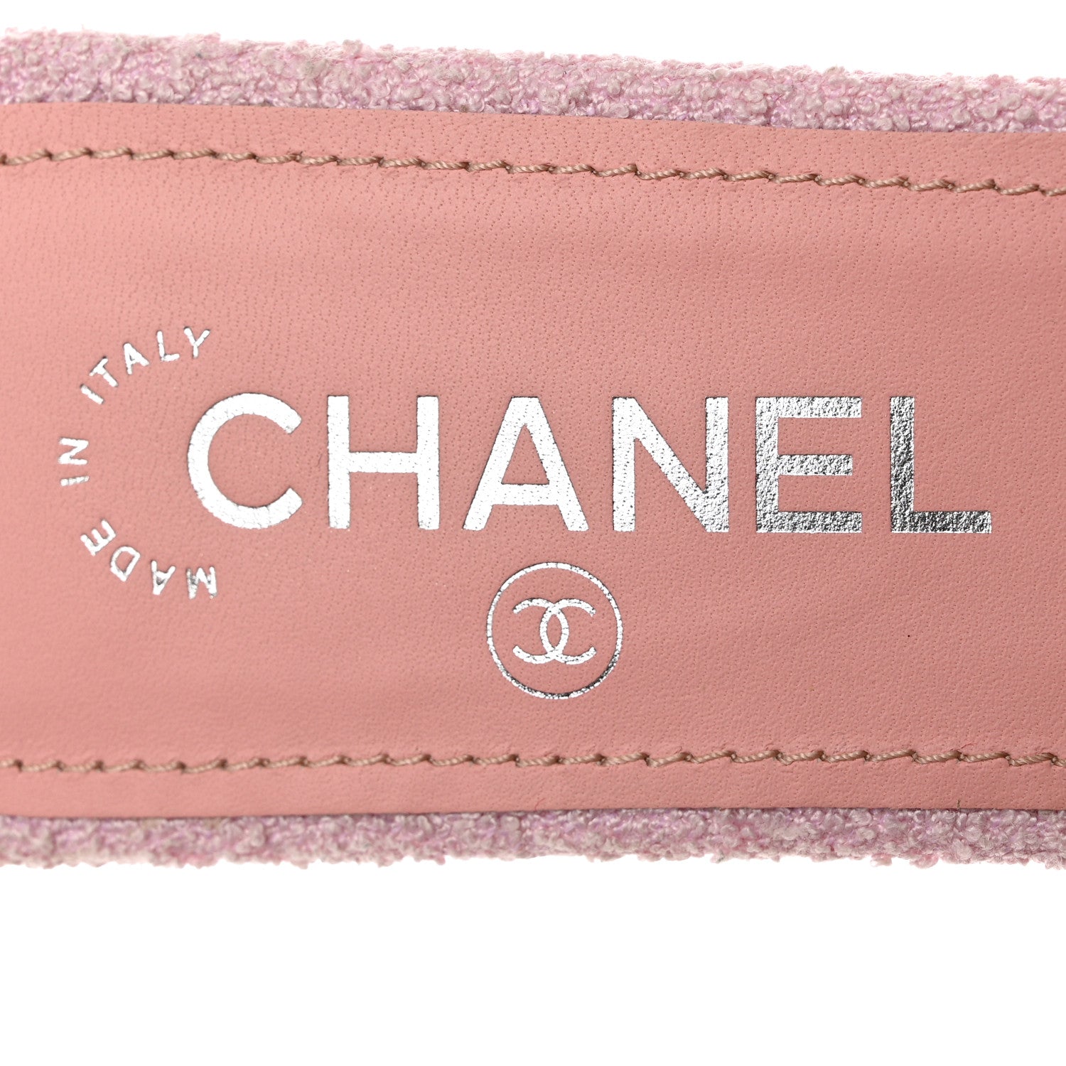 Chanel Tweed Pearl CC Sandals 39.5 Pink 7 of 10