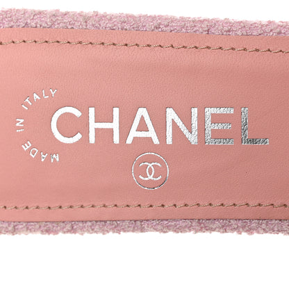 Chanel Tweed Pearl CC Sandals 39.5 Pink 7 of 10