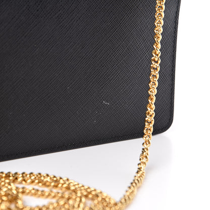 Prada Saffiano Metal Mini Chain Wallet Black 9 of 11