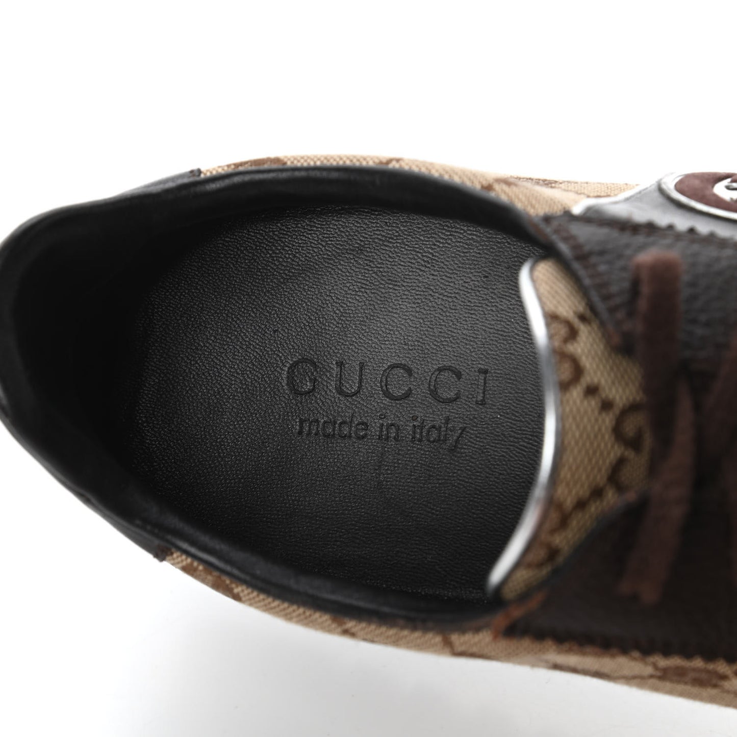 GG Monogram Calfskin Mens Interlocking G Sneakers 8 Dark Brown