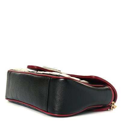 Gucci Vintage Effect Calfskin Matelasse Diagonal Small Torchon GG Marmont Shoulder Bag Black Romantic Cherry 5 of 8