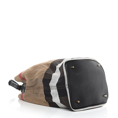 Burberry Canvas Mega Check Medium Ashby Hobo Black 3 of 10