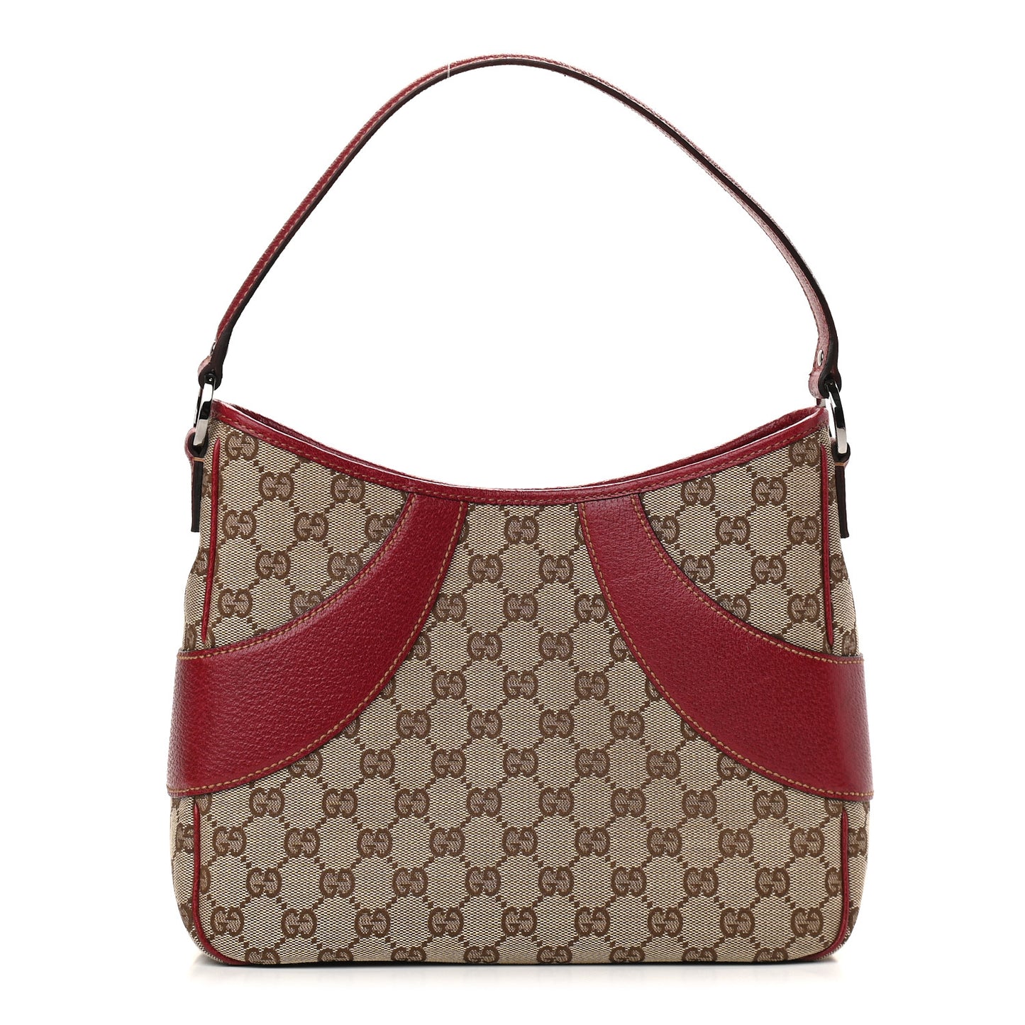 Monogram Calfskin Shoulder Bag Hobo Red