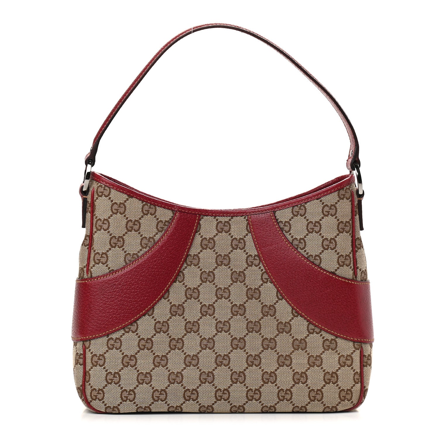 Gucci Monogram Calfskin Shoulder Bag Hobo Red 1 of 9