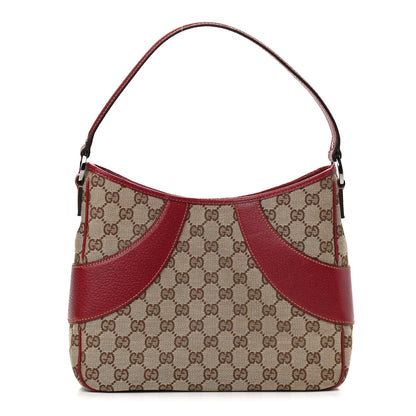Gucci Monogram Calfskin Shoulder Bag Hobo Red 1 of 9