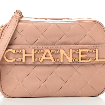 Chanel Calfskin Quilted Enchained Camera Case Bag Beige 8 of 11
